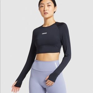 Gymshark Cropped Long Sleeve Size Small Black